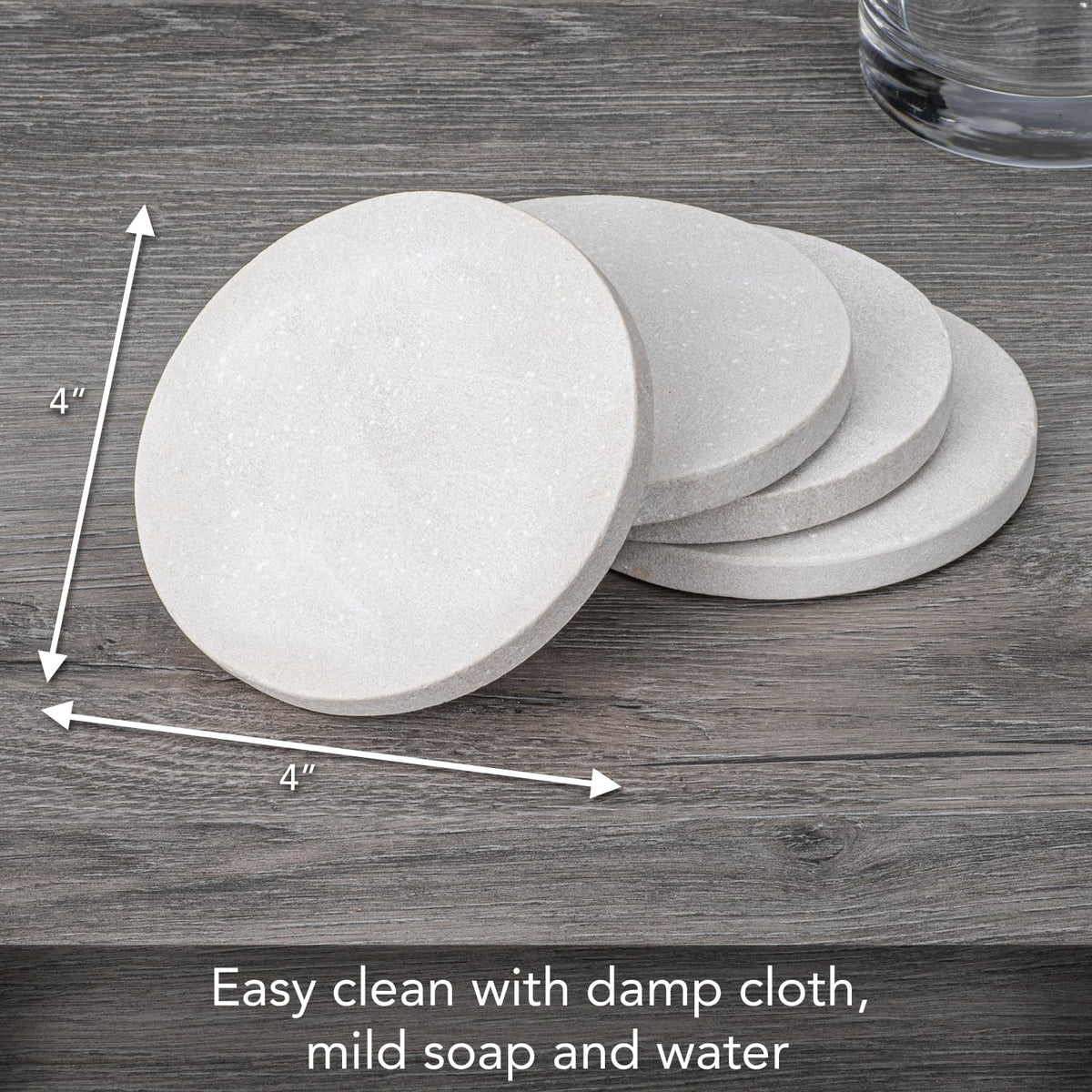 Thirstystone Natural Sandstone Coaster with Protective Cork Backing 4 Pack Eco-Friendly, Absorbent, Easily Wipes Clean
