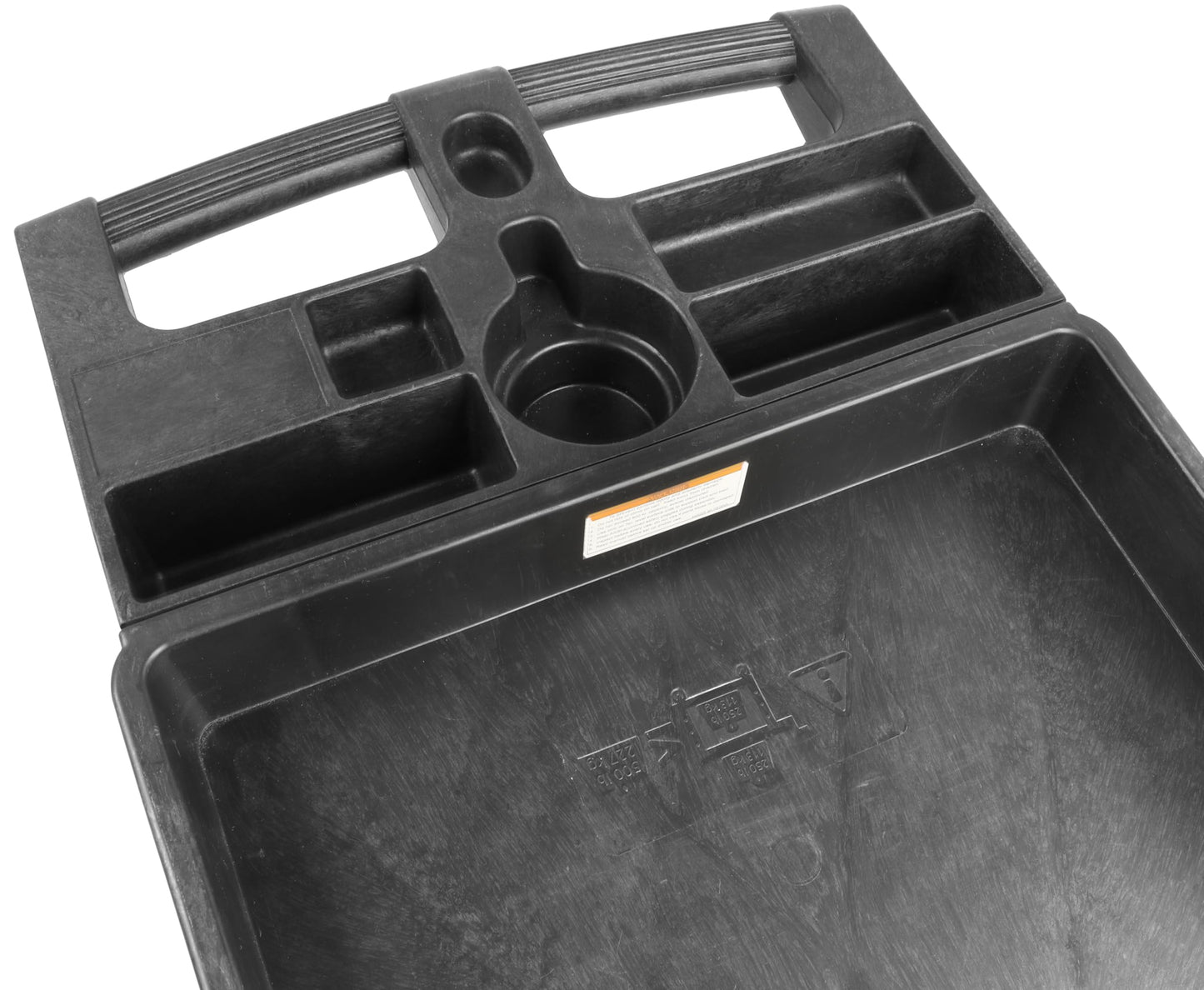 MaxWorks Heavy Duty 2‑Shelf Service Cart 500 lb Capacity Polypropylene Utility Cart with 5" Non‑Marring Casters Deep Trays and Built‑In Tool Storage for Garage Warehouse Workshop (80855)