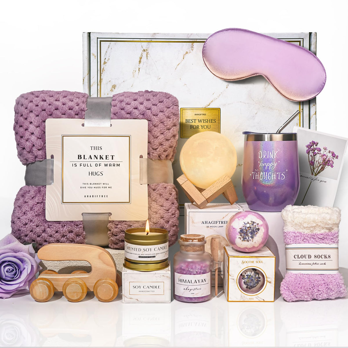 AHAGIFTREE Gift Baskets for Women,11PC Birthday Gifts,Think of You,Mother's Day,Thankyou ,self care,care package,relaxation,new beginnings gifts for women,friend,mom,sister