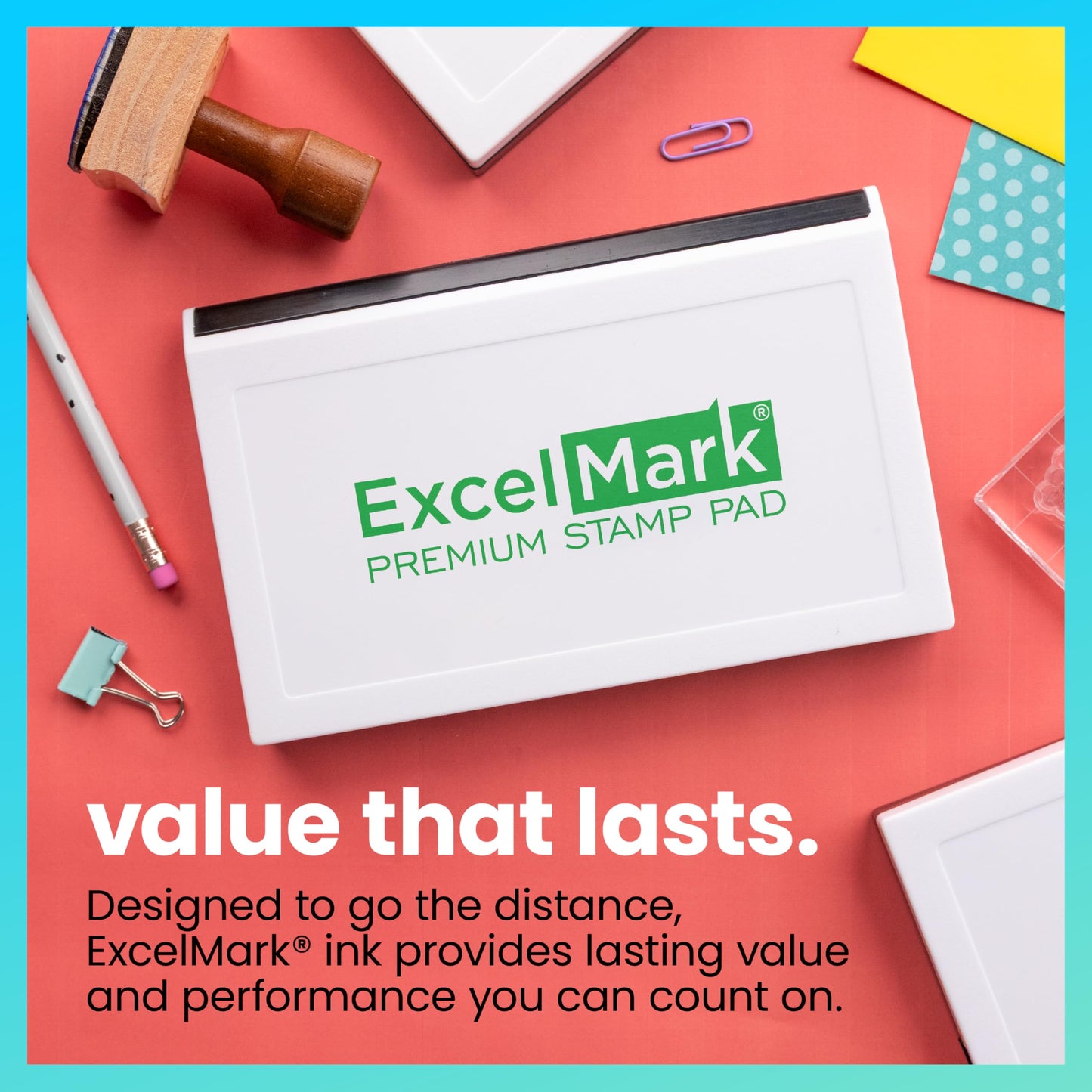 ExcelMark Rubber Stamp Ink Pad Extra Large 3-7/8" x 7" (Green)