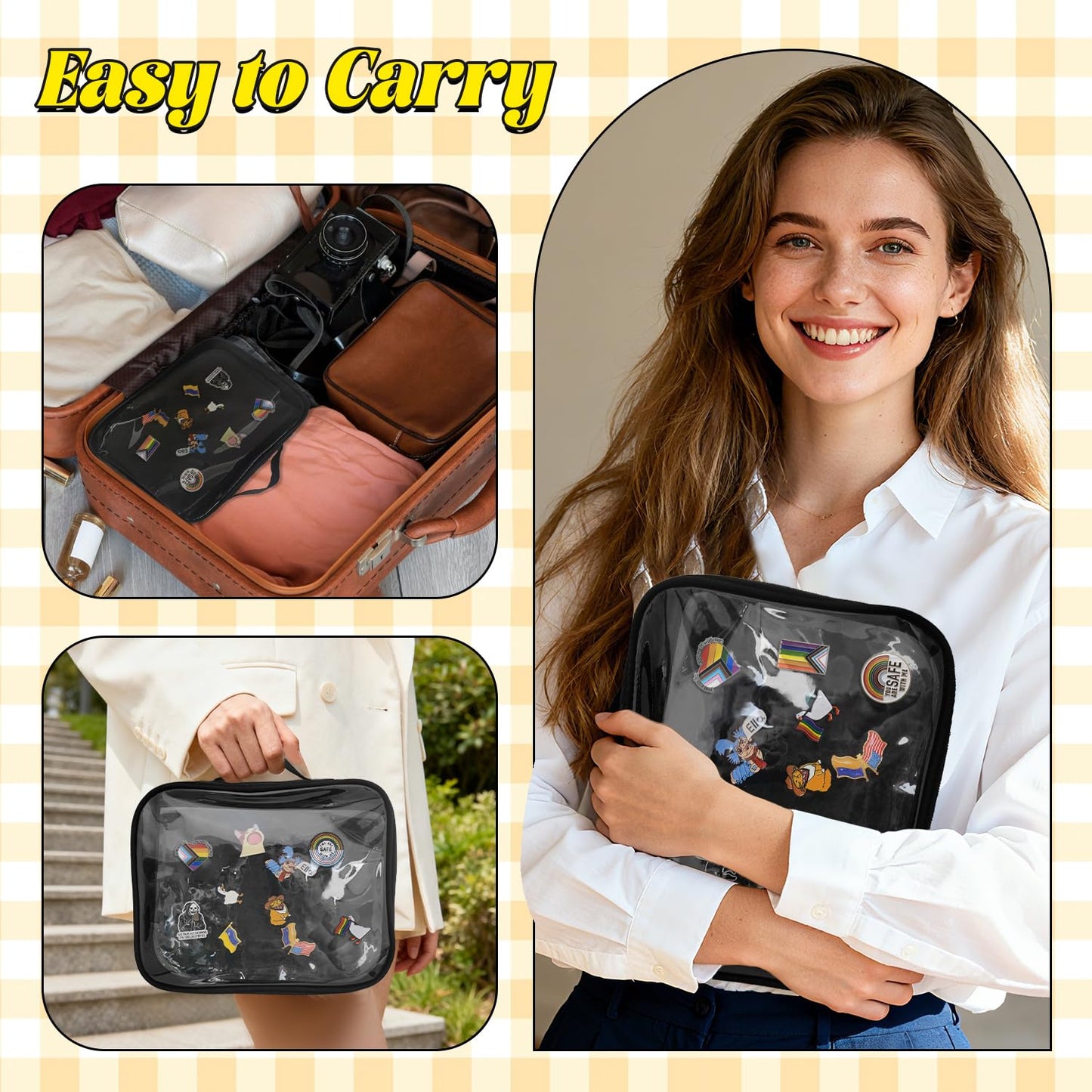 Enamel Pin Display Bag, Pin Book, Pin Holder, Pin Board for Collectors, Pin Collection Book, Suitable for Various Sizes of Pins, Travel Souvenir, Brooches, Medals