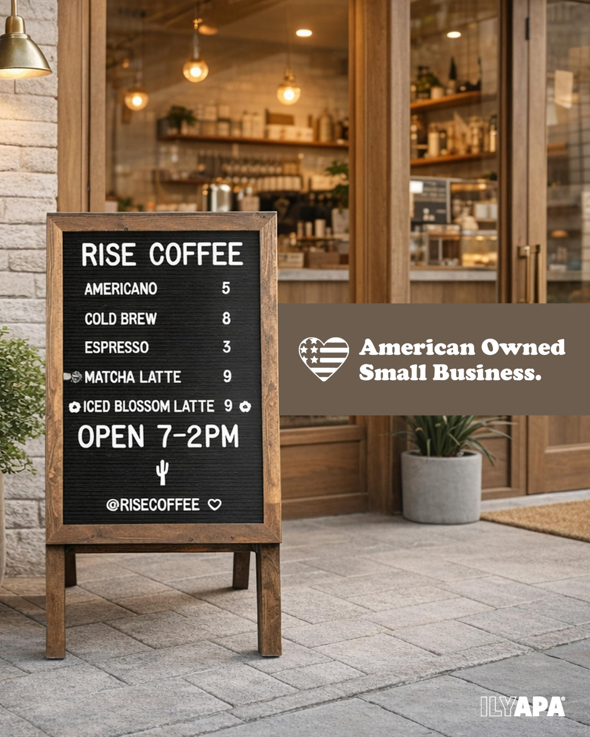 Ilyapa A Frame Sandwich Board Signs Outdoor Chalkboard & Felt Letter Board Sign with Changeable Letters - Wooden 36 x 20 in. Double Sided Magnetic Chalk Board & Letterboard for Sidewalk Advertising