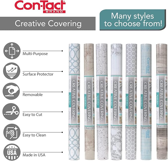Con-Tact Brand Creative Covering, Self-Adhesive Shelf Liner, Granite Black and