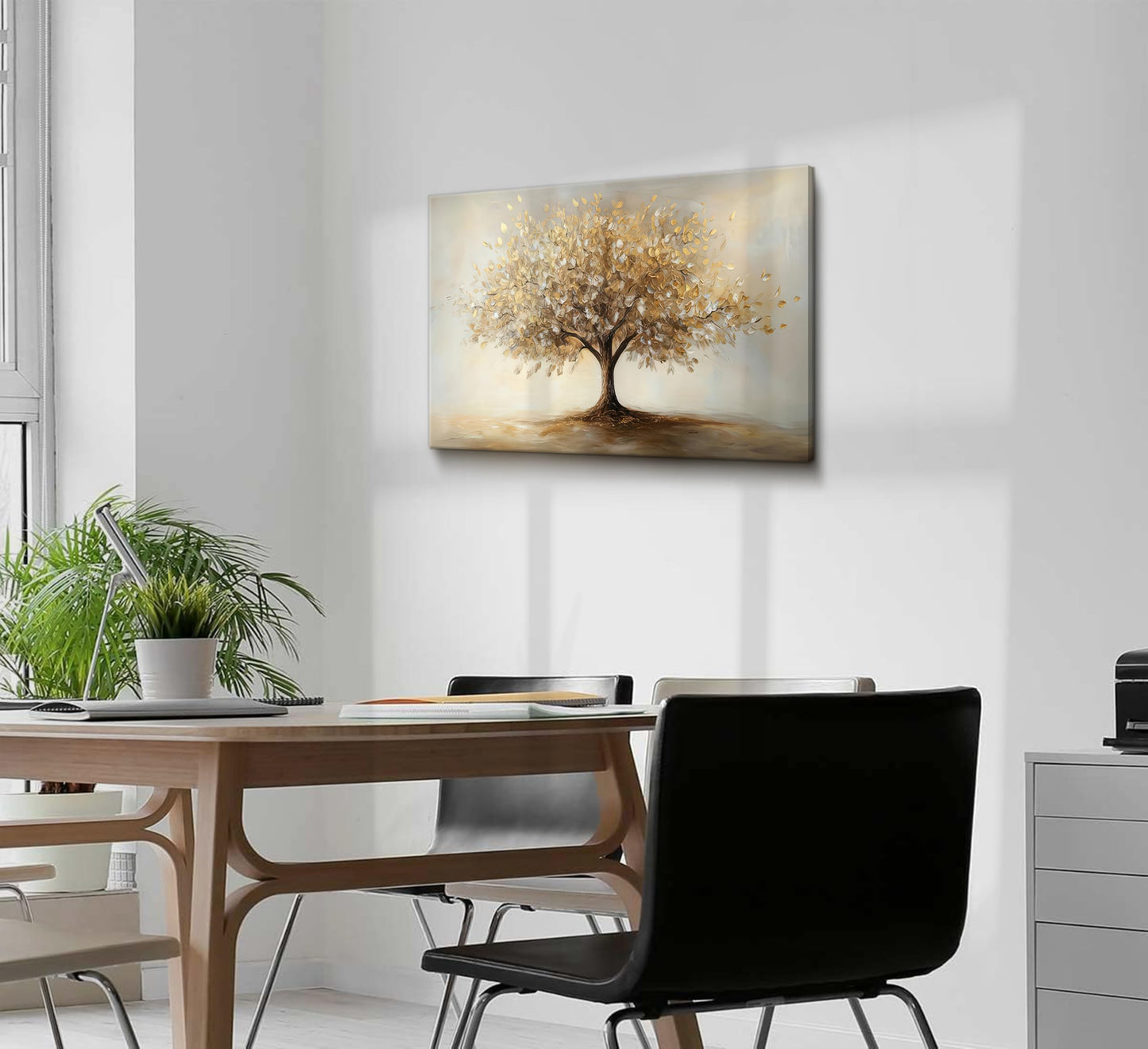 Tree of Life Gold Canvas Wall Art Modern Luxury Golden Big Tree Painting Picture Wall Decor Abstract Textured Plant Poster Print Artwork for Office Living Room dining room study Home Decoration