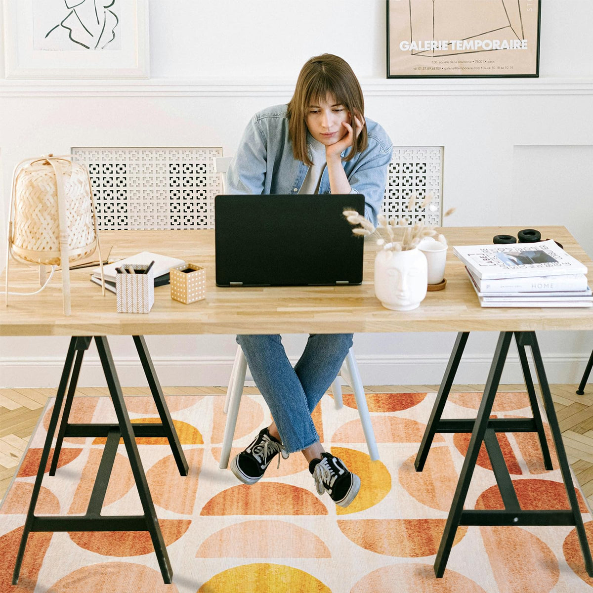 Office Chair Mat for Hardwood Floor, 72"x48" Easy Glide Computer Desk Mat Protector for Rolling Chair Under Desk Rug Nonslip Backing, Machine Wash, (Modern)