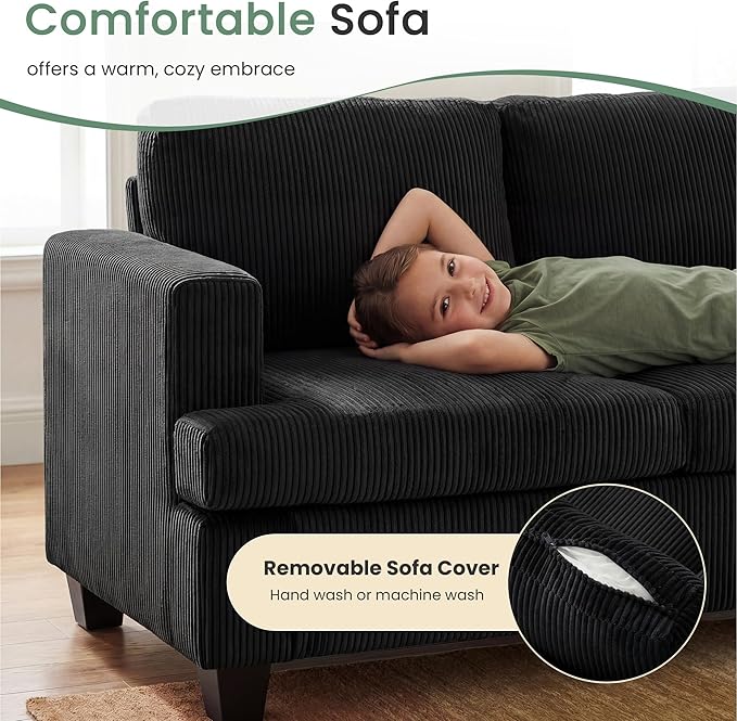 YOUDENOVA 3 Pieces Corduroy Couch Set