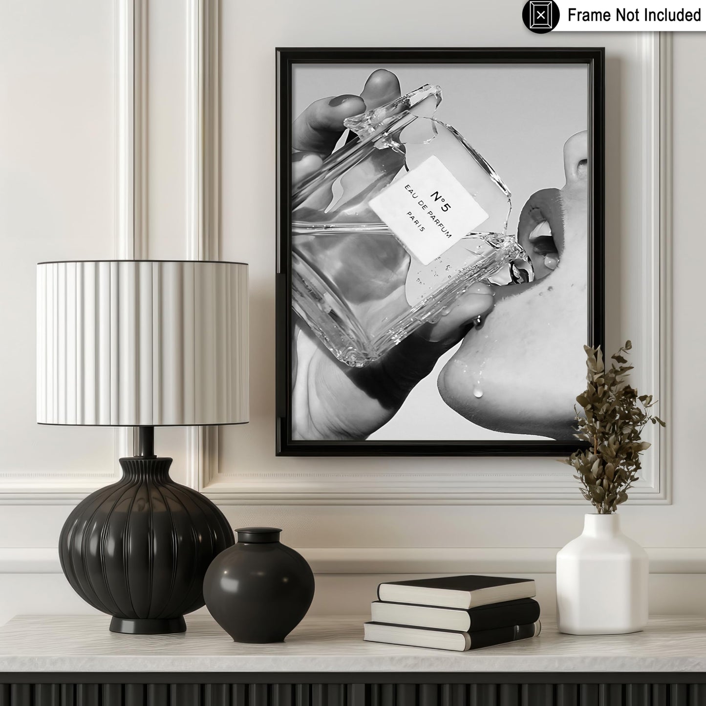 Poster Master Drinking Perfume Print - Fashion Poster - Black and White Art - Luxury Brand Wall Design - Girly Photography Art - Great Girl's Room or Office Decor - 8x10 UNFRAMED Wall Art