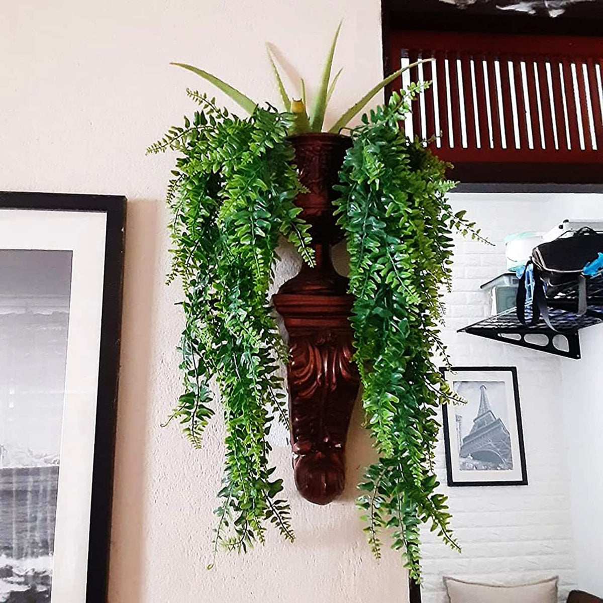 Toprooms Fake Hanging Plants,Artificial Hanging Plant Fake Plants Faux Ivy Vine Wall Hanging Plants Greenery Shelf Home Office Indoor Outdoor Decor (Green, 4 Pcs)