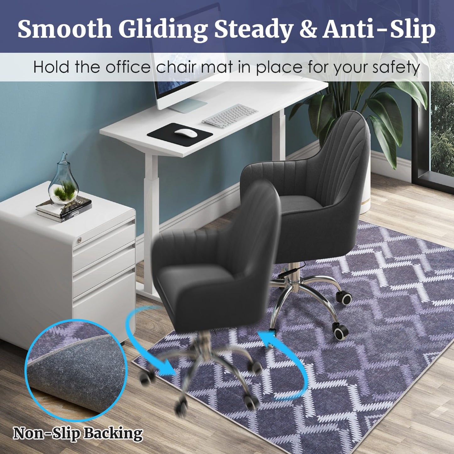 Office Chair Mat,48"x60" Desk Chair Mats,Safe Computer Chair Mat with Anti-Slip Backing,Chair Mats for Hardwood Floor with Sturdy Locked Edge,Easy to Clean Office Rug for Home/Offices