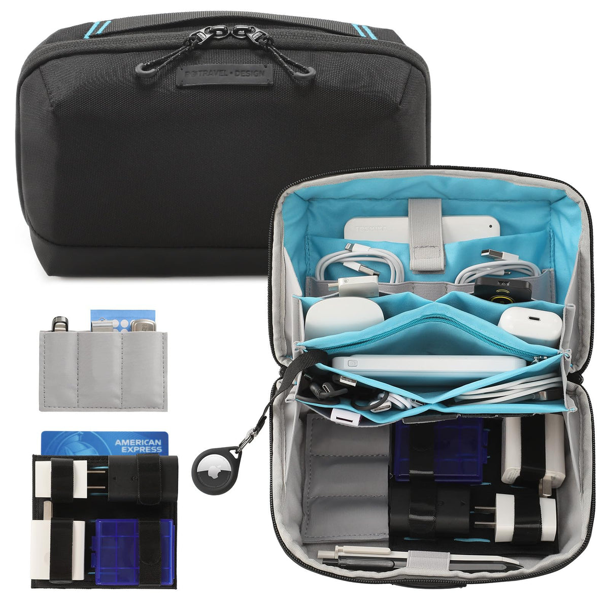 VanFn Electronics Travel Organizer Storage Bag, Travel Accessory Handle Bag, Gadgets Pouch, USB Cable, Travel Friendly Electronics Organizer P.Travel Series