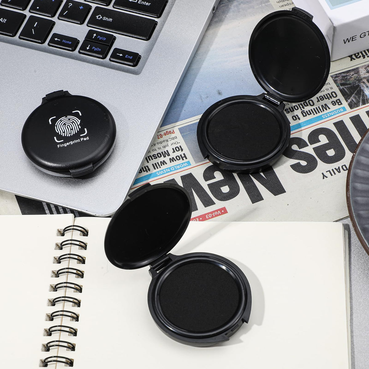 Afcabakila 24PCS Fingerprint Thumbprint Ink Pads, Mini Black Water-Based Ink Stamp Pads for Notary Supplies, Office, ID Security, Law Enforcement, Fingerprint Cards, Home Use Office use