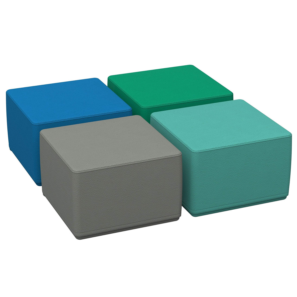 FDP SoftScape 18" Square Ottoman, Collaborative Flexible Seating for Kids, Teens, Adults, Furniture for Classrooms, Offices and In-Home Learning, Junior 12" H, (4-Piece Set) - Contemporary