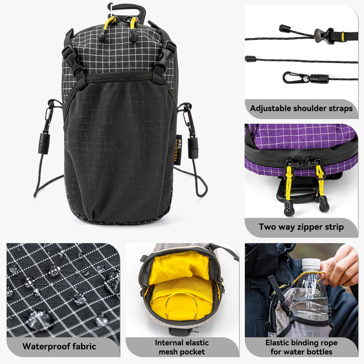 HIKEMAN Backpack Shoulder Strap Pouch - Smartphone Strap Pack,Waterproof Backpack Strap Pocket Attachment Bag for Hikers,Small Crossbody Bag Waist Pack for Sports Hiking Camping(Grey)