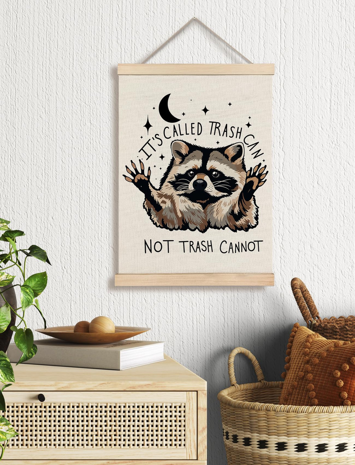 Foritho Funny Motivational Raccoon Poster Wall Art Framed, Gifts for Raccoon Lovers, It's Called Trash Can Inspirational Trash Panda Canvas Prints Wall Decor for Home Kitchen Office, 12x16 Inch