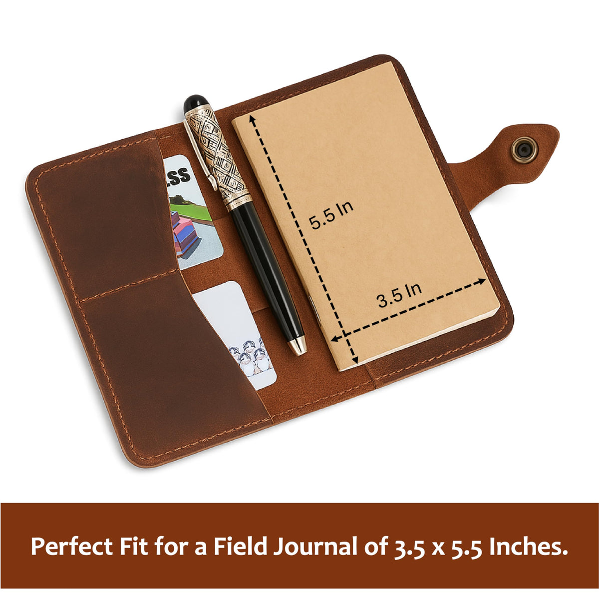TheAntiq Genuine Leather Refillable Field Notes Cover 3.5 x 5.5" | Handmade Distressed Pocket Journal & Travel Diary Cover with Card Slots, Pen Loop & Passport Pocket Planner Case