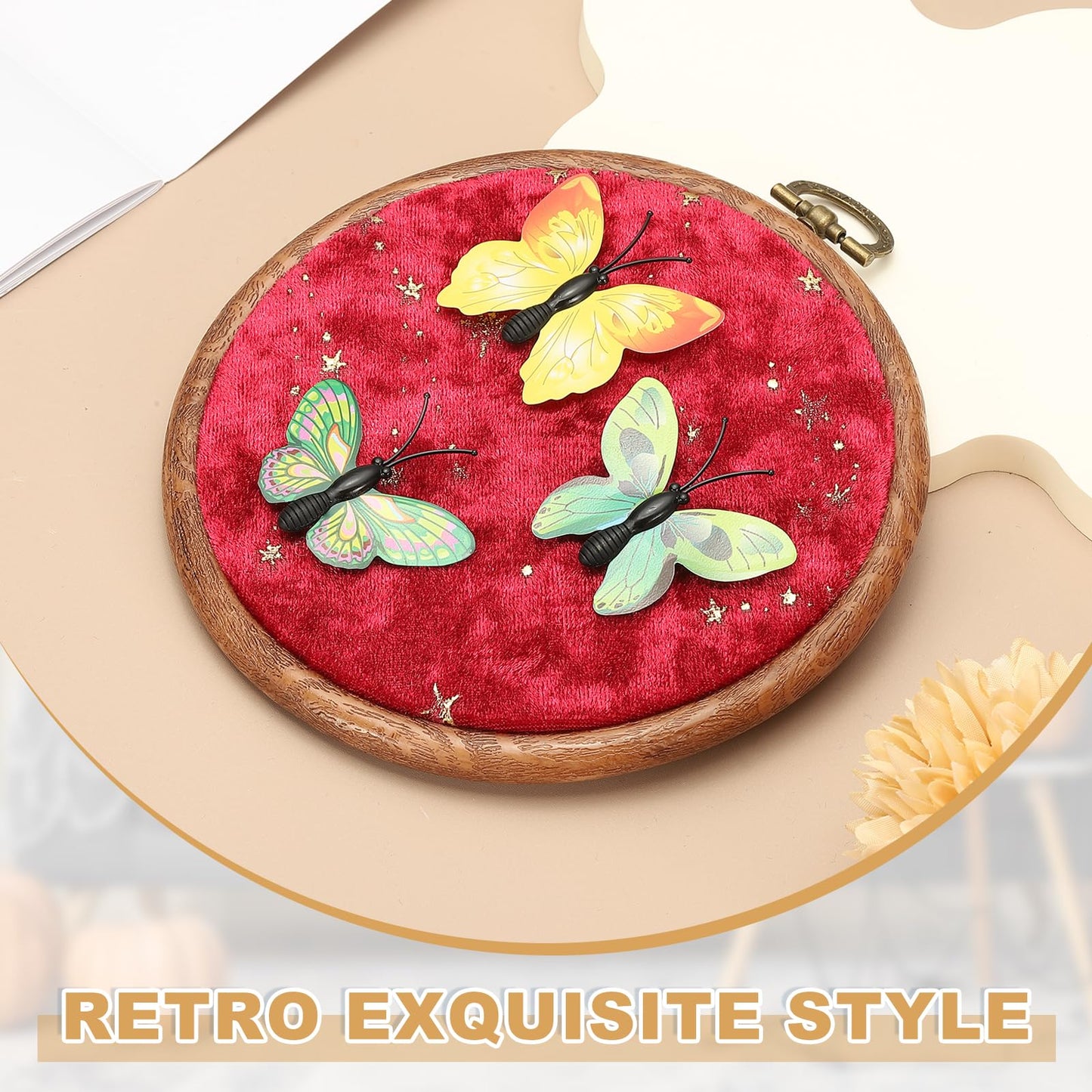uxcell Round Pin Display Board, 5.3" Velvet Wall Hanging Brooch Jewelry Display Stand Storage Holder for Enamel Pins Badges Brooches Jewelry Collection, Wine Red