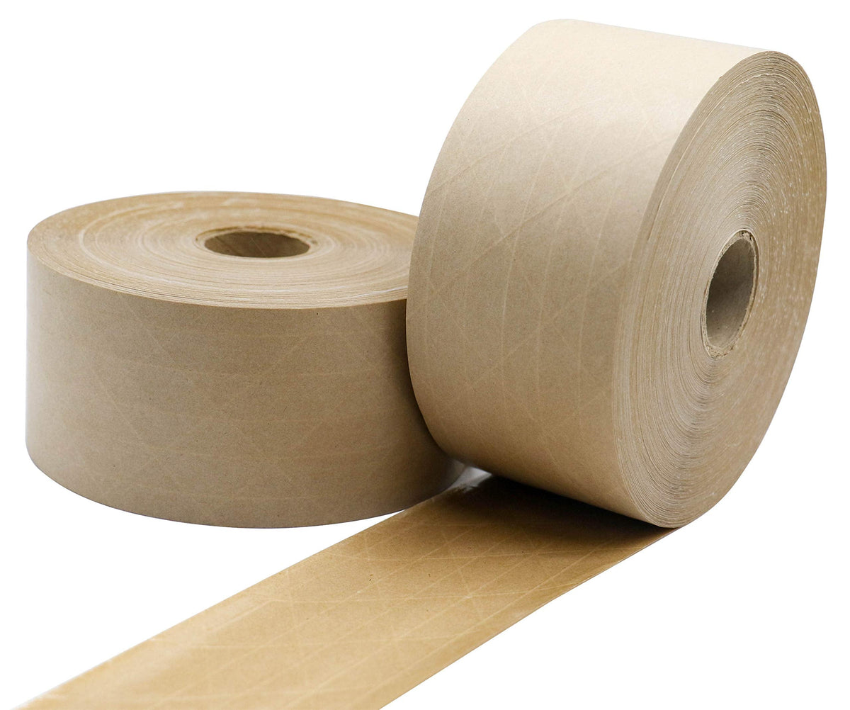BOMEI PACK Reinforced Water Activated Gummed Kraft Paper Tape, 2 Pack 2.75 inch x 380 ft, for Heavy Duty Secure Packing Shipping