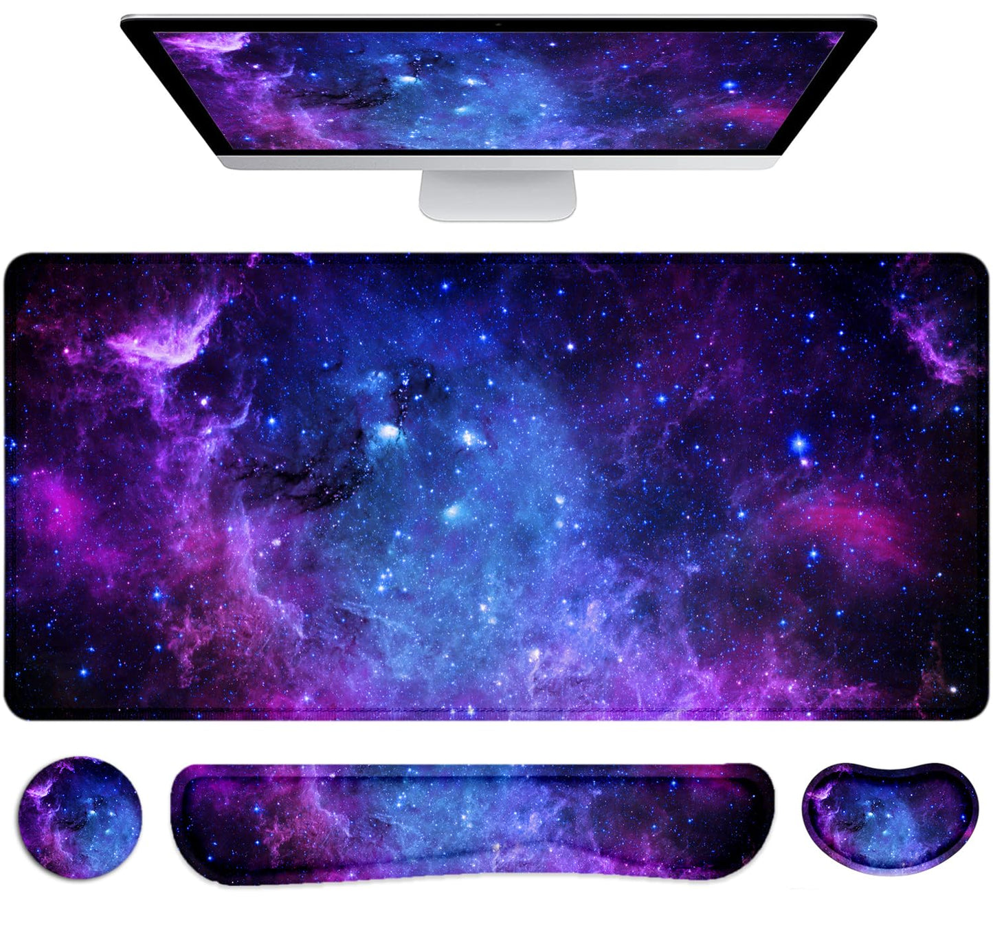 LATEEFAH Mouse Pad with Wrist Rest, Desk Mat + Keyboard Wrist Rest Set, Desk Pad for Keyboard and Mouse, 4-in-1 Large Mouse Pad with Wrist Support for Office, Home