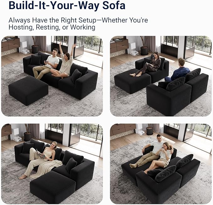 Avenco 106” 3-Seater Modular Sofa Couch, Individually Wrapped Coil Support &