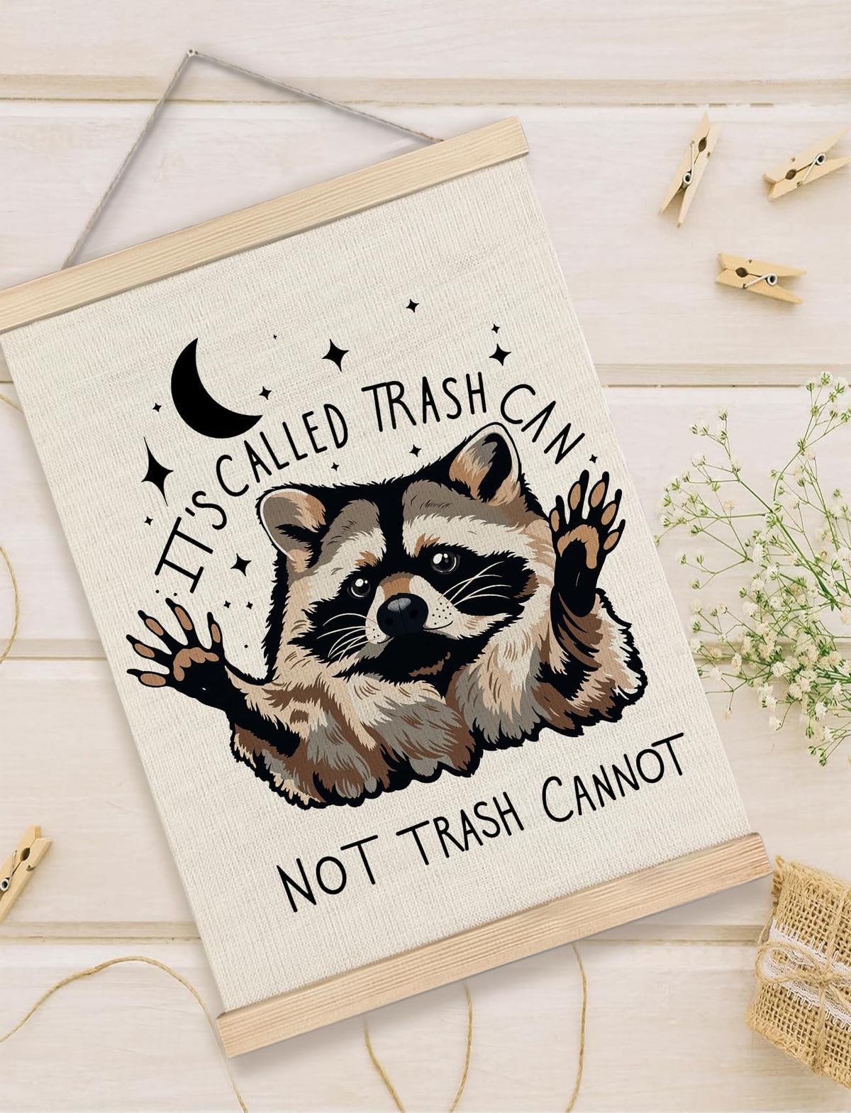 Foritho Funny Motivational Raccoon Poster Wall Art Framed, Gifts for Raccoon Lovers, It's Called Trash Can Inspirational Trash Panda Canvas Prints Wall Decor for Home Kitchen Office, 12x16 Inch