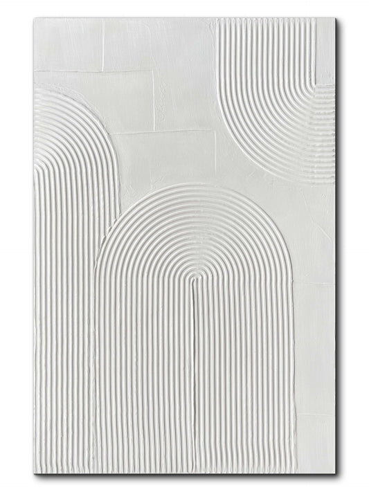 Creespi White Textured Wall Art - Hand Painted Abstract Oil Painting On Canvas 24x36 inch,Modern Minimalist Art Painting for Wall Décor