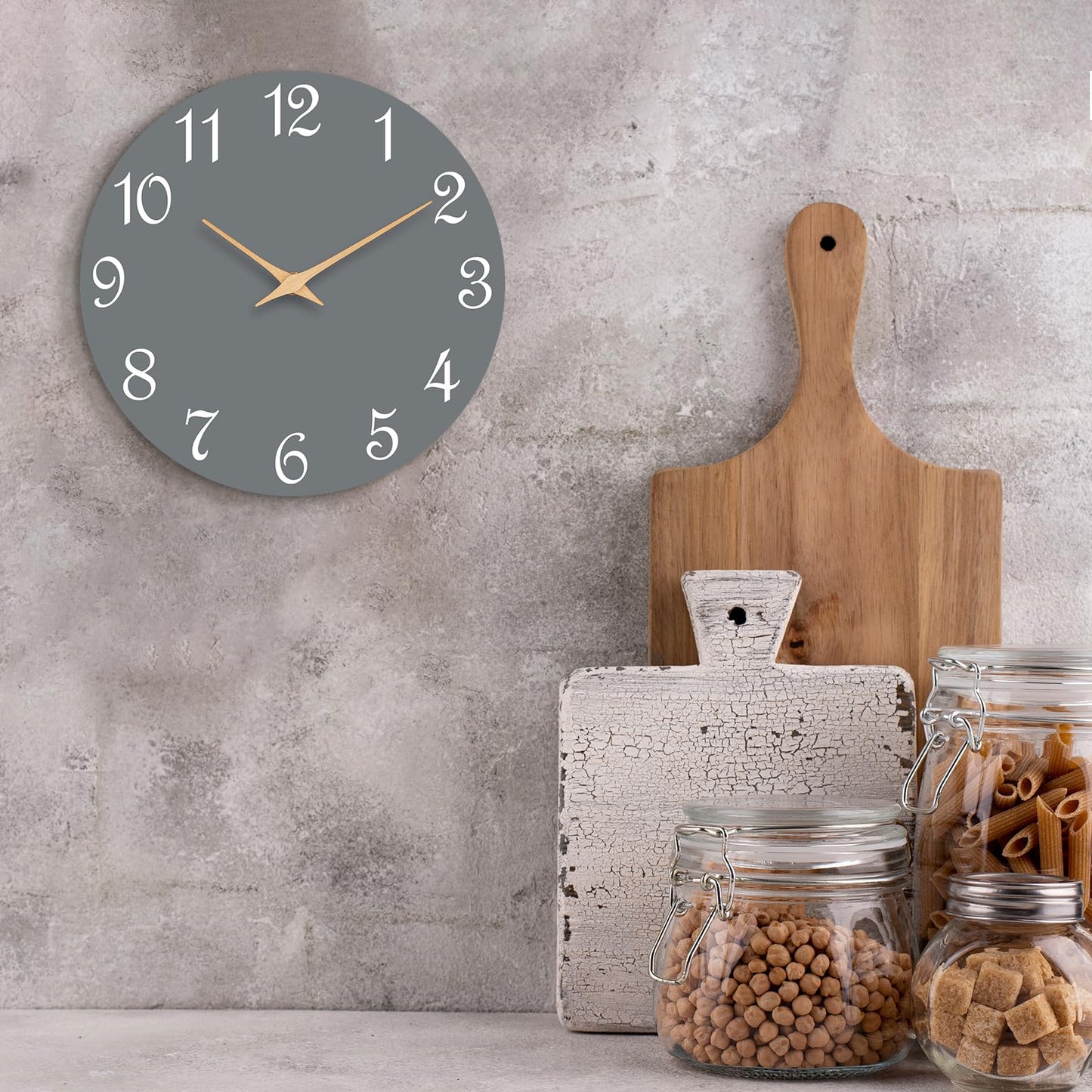 Roymnie Wall Clock 12 Inch, Modern Wall Clocks Battery Operated, Silent Non Ticking Clock Decorative for Living Room, Office, Bedroom, Home, School (Gray)