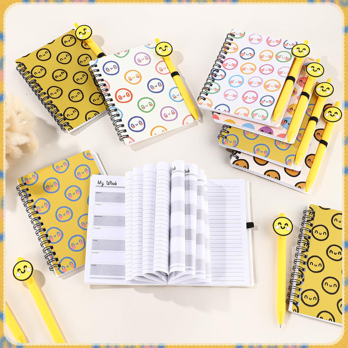 Sayglossy 48 Pcs Inspirational Notebooks Bulk Coworker Positive Spiral Notebook Party Favors A6 Journal with Ballpoint Pen Classroom Office Appreciation Gift