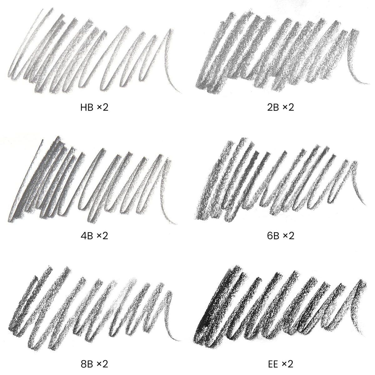 ARTEZA Woodless Graphite Pencils, Set of 12, HB, 2B, 4B, 6B, 8B, and EE
