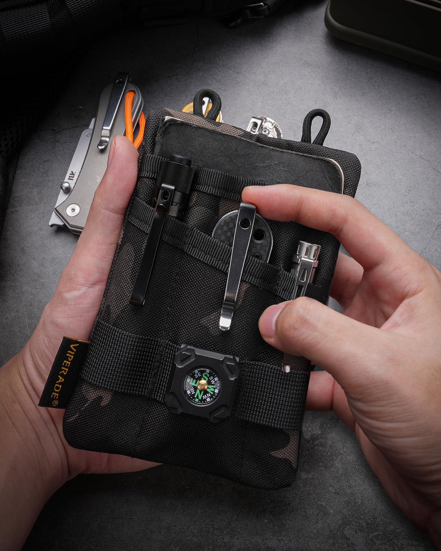 VIPERADE VE1 Pocket Organizer, EDC Pocket Pouch for Men, Pocket Organizer Storage EDC Gears, Keep Organized, Hold Your Flashlight/Pocket Knife, Tactical Pen, Notebook(Black)