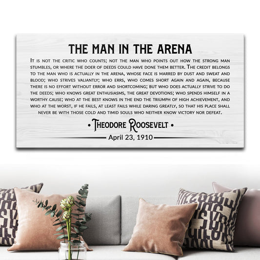 Tailored Canvases The Man In The Arena Sign - Large Canvas Wall Art Decor Motivational and Inspirational Poster for Office, Home, Bedroom, Living Room - Decoration, Pints by Theodore Roosevelt - 20x10in