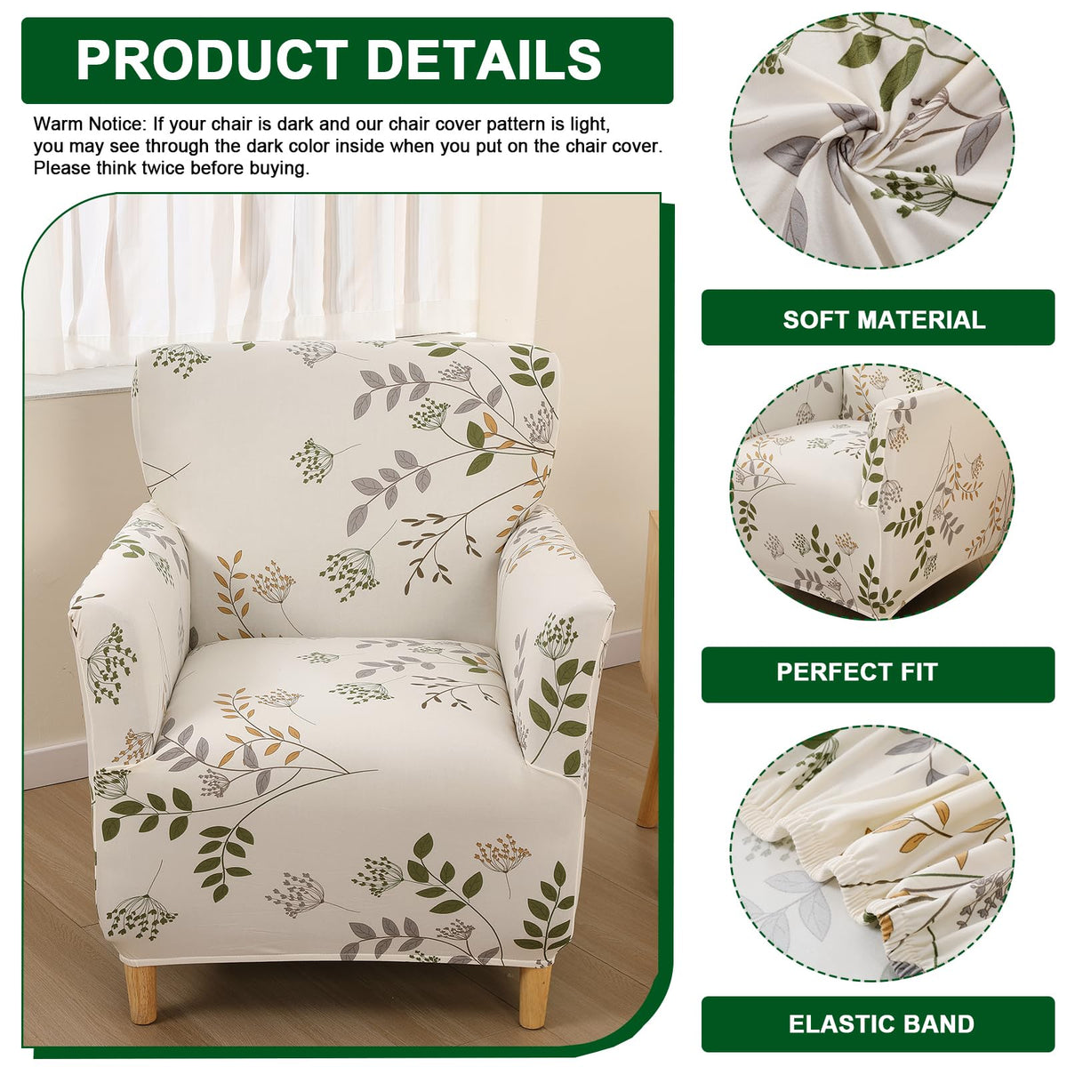 CRFATOP Stretch Mid Century Modern Armchair Slipcover 1-Piece Printed Accent Chair Covers with Arms Soft Waterproof Chair Slipcovers for Living Room Furniture Protector Office Reception Reading,A05