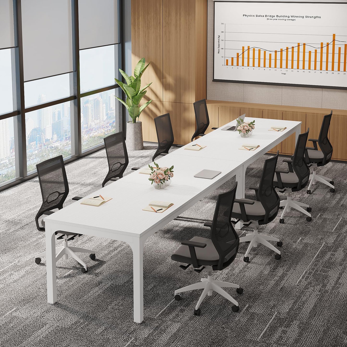 Tribesigns 6.5 FT Conference Room Table, 78.74" W x 27.56" D Large Office Conference Table, Modern Seminar Meeting Table Desk for Boardroom, Meeting Room (1, White)