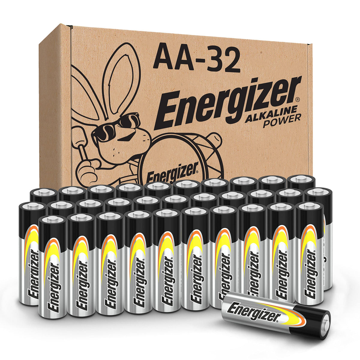 Energizer AA Batteries Alkaline Power, 32 Count Alkaline Double A Battery Pack