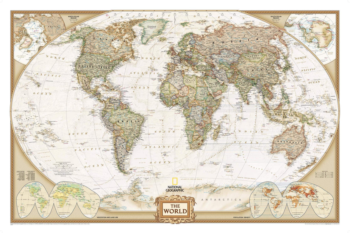 National Geographic World Wall Map - Executive - Laminated (46 x 30.5 in) (National Geographic Reference Map)