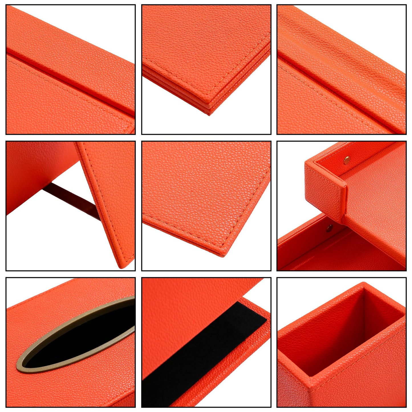 RitPin Luxury Executive Leather Desk Organizer Set –15-Piece Office Desk Accessories with Desk Pad, Letter Tray, Phone Stand, Pen Holder & Coasters – Professional Office Desk Decor & Gift (Orange)