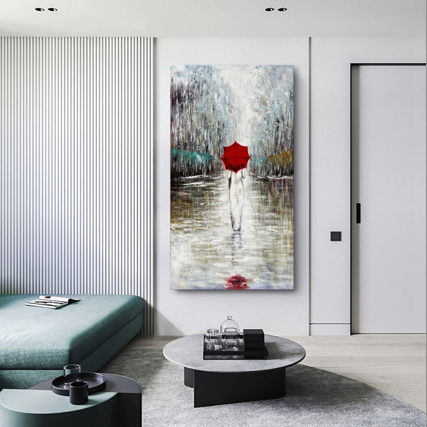 Diathou Art Hand-Painted Landscape Oil Painting Contemporary Abstract Vertical Canvas Frame Wall Art Living Room Bedroom Wall Decoration 47x23 Inches