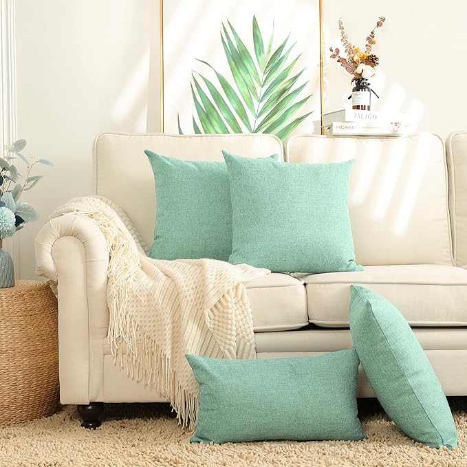 Stellhome Set of 2 Linen Throw Pillow Cover Square Spring Decorative Farmhouse