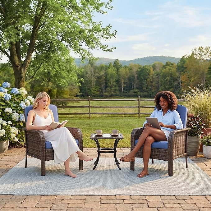 GarveeHome 2-Piece Outdoor Patio Furniture Set, All-Weather Rattan Chairs