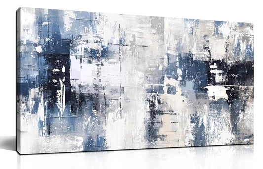 Prepeyssee White and Blue Abstract Canvas Wall Art for Living Room Bedroom Home Office Large Modern Grey Abstract Canvas Prints Picture Ready to Hang Size 20x40