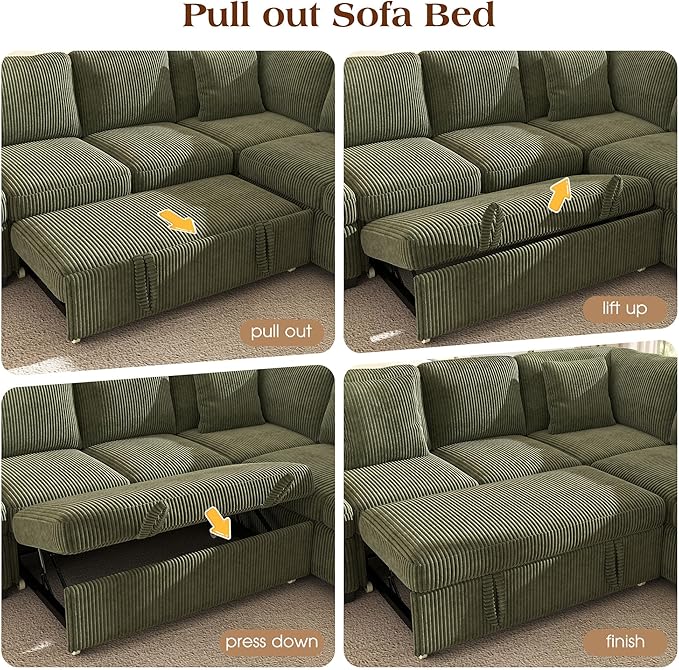 Ihanherry 83-inch 5-Seater Large Sectional Sofa Bed