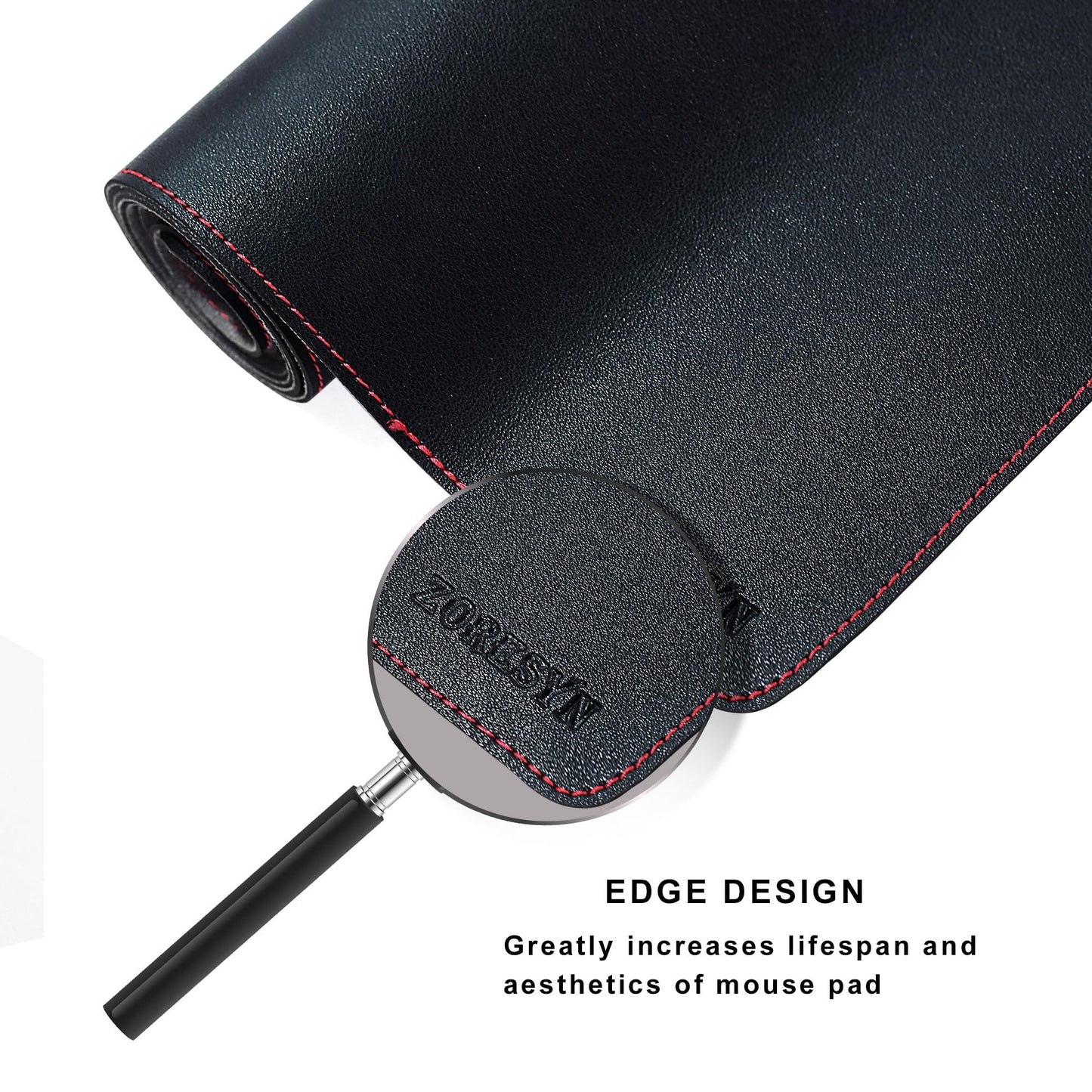 ZORESYN Large Desk Pad (39.4" x 23.6") - Waterproof PU Leather Desk Mat with Non-Slip Base, Office Desk Protector for Keyboard, Mouse, and Writing, Durable Stitched Edges (Black)