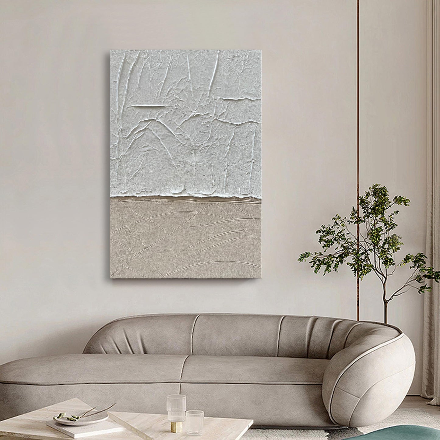 NANKAI Art 45x30 Inches Modern Minimalist Art Painting White and Grey Abstract Art Oil Painting Home Office Corridor Wall Decoration Art