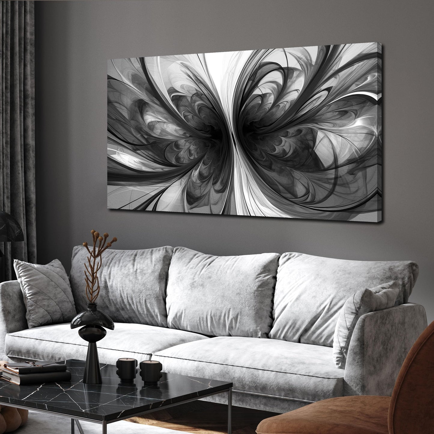 TYTAUPT Black and White Pictures for Wall Abstract Art Wall Decor for Living Room Bedroom Office Wall Art 24 x 48 Inch