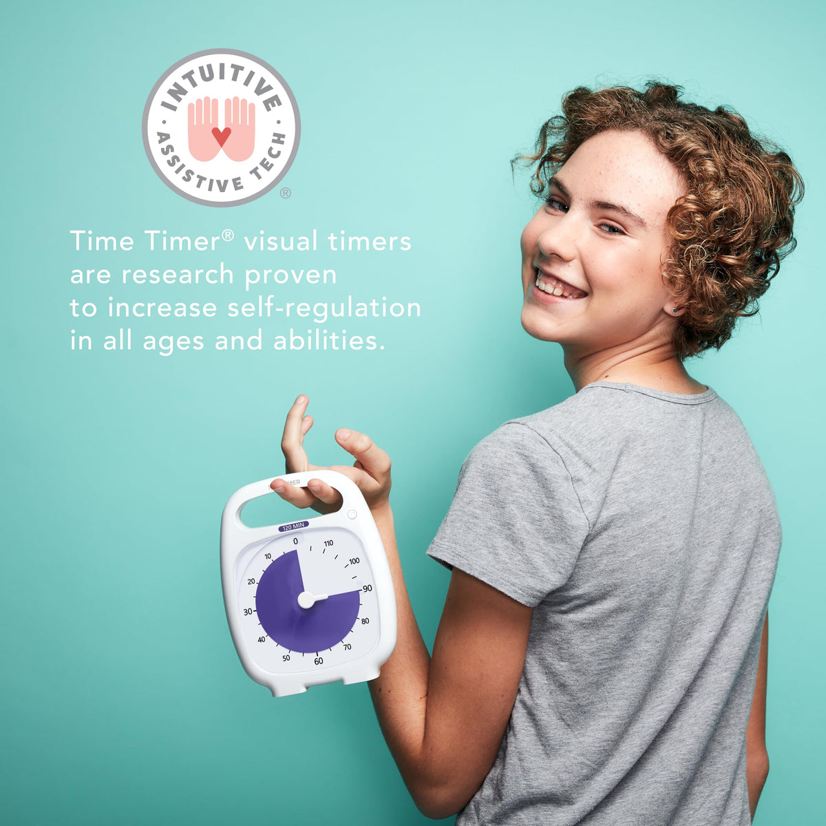 TIME TIMER PLUS 120 Minute Desk Visual Timer Countdown Timer with Portable Handle for Classroom, Office, Homeschooling, Study Tool, with Silent Operation (White)