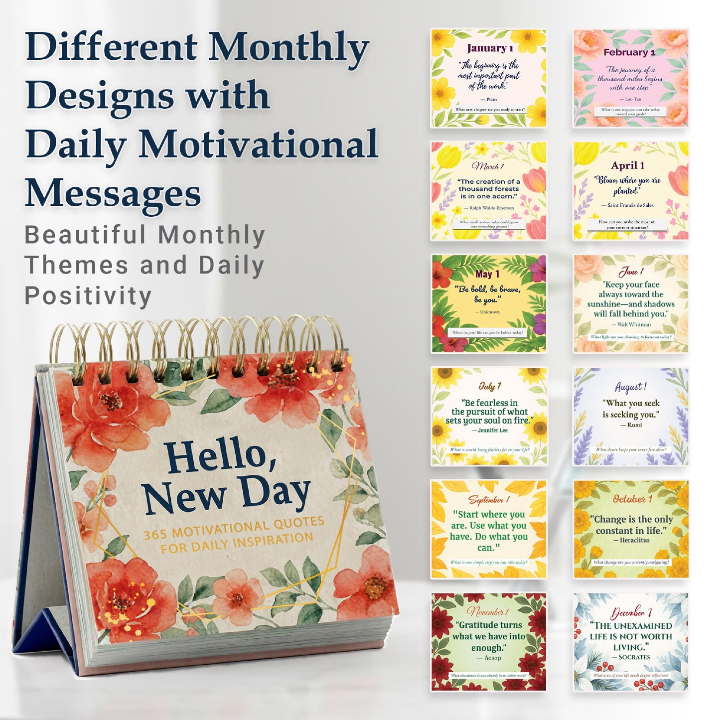 Only Zest Perpetual Calendar - Daily Affirmations for Women, 365 Perpetual Desk Calendar Flip, Compact Daily Flip Quotes for Desk, Undated for Use Any Year, Gift-Boxed for Birthdays, Mother's Day