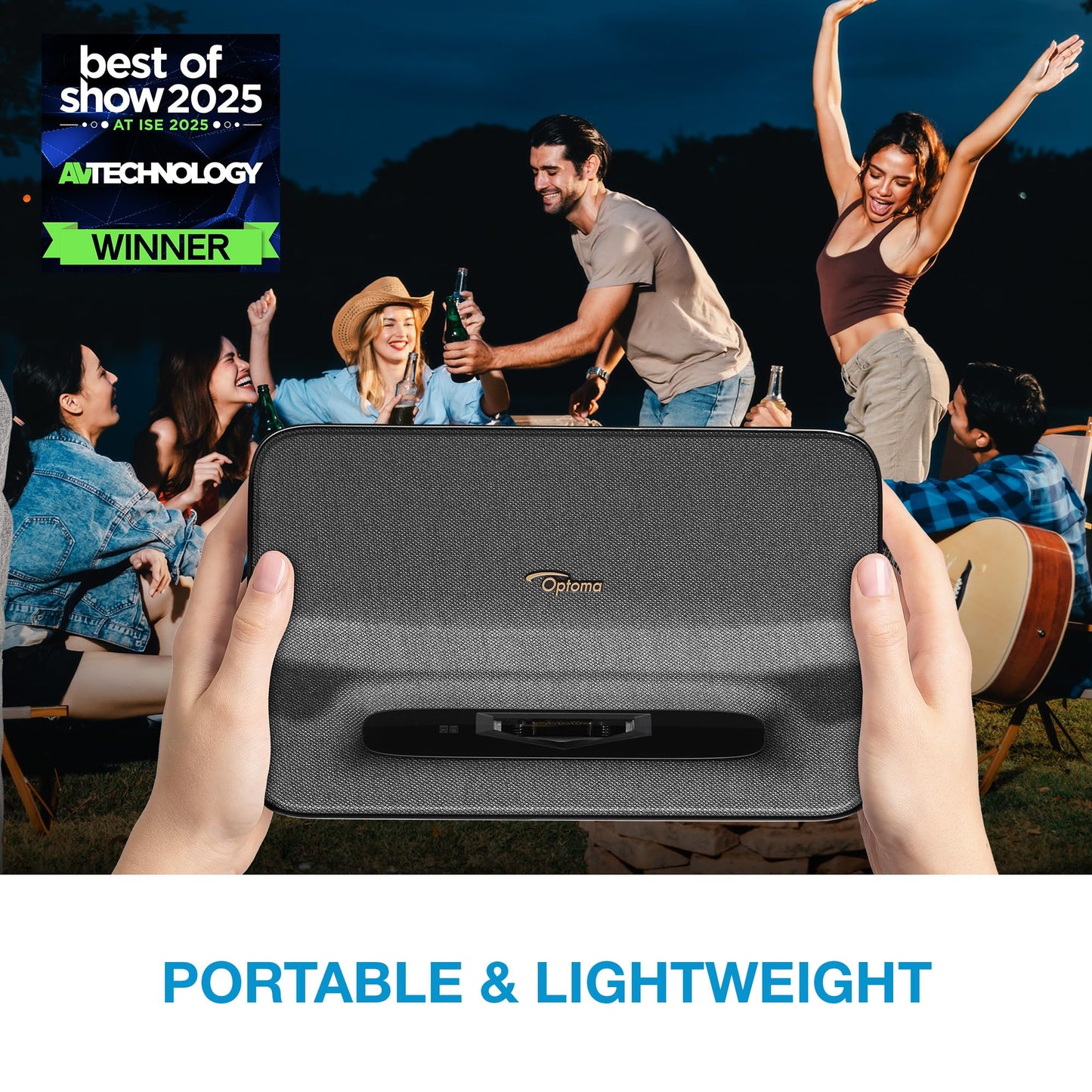 Optoma ML1080UST PHOTON GO Ultra Short Throw 1080p HDR Portable Projector, Triple Laser (RGB), Google TV with Netflix and Disney+ Certified, Home Theater Projector