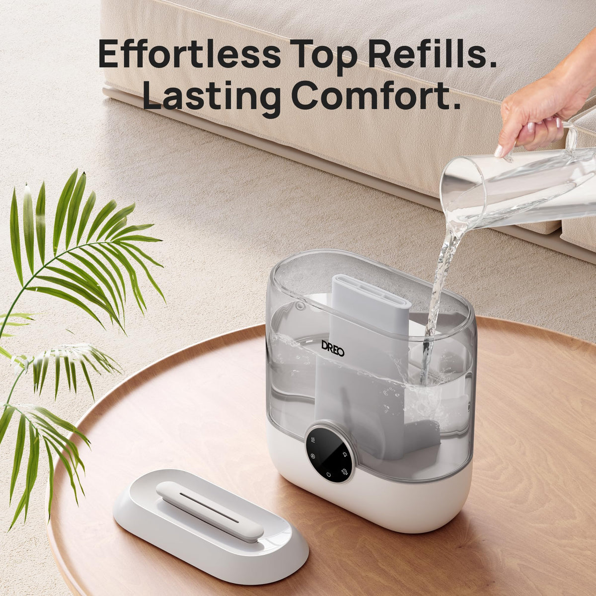 DREO 6L Top Fill Humidifiers for Bedroom, 60H Runtime 28 dB Quiet Supersized Cool Mist Air Humidifiers for Large Room, Baby Nursery, Plant, Indoor, Night Light, Easy to Clean, Precise Humidity Control