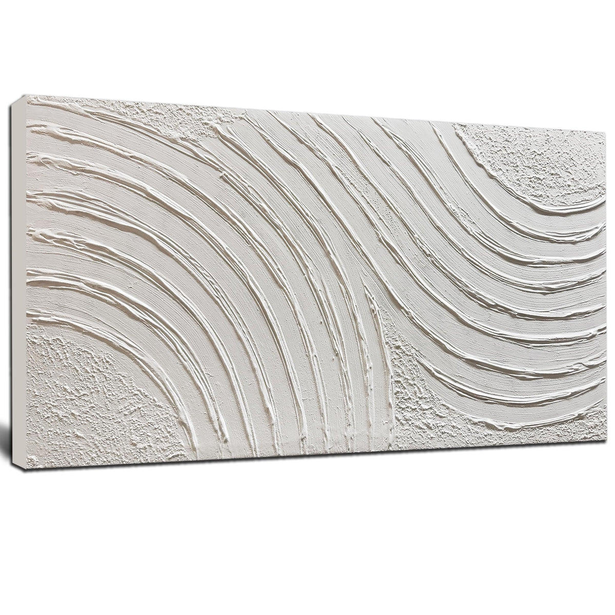 Trogonup Large Abstract Canvas Wall Art for Living Room Hand Painted White Minimalist Textured Painting Modern Neutral Artwork for Bedroom Home Office Decor Ready to Hang 20x40 Inch