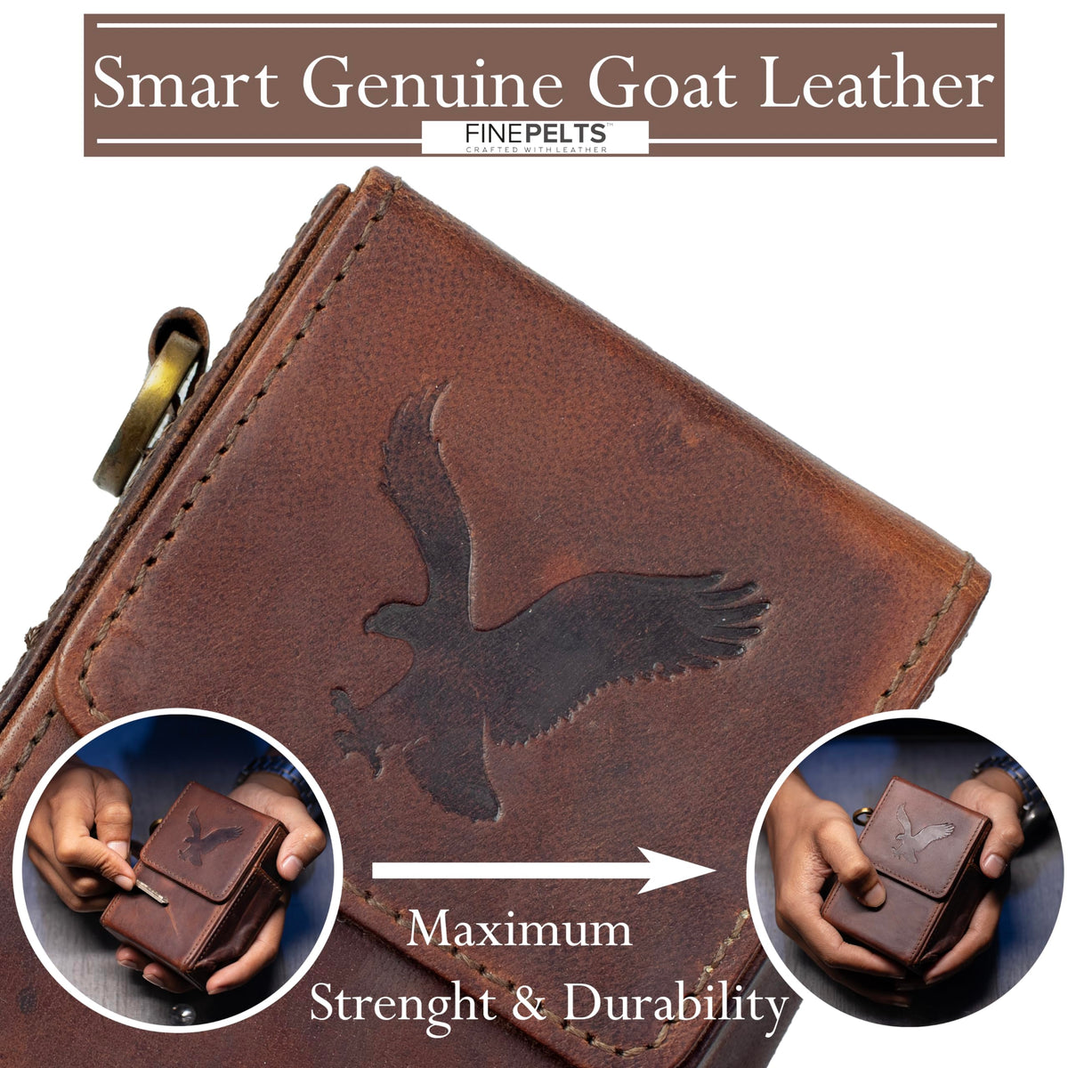 Truffle Brown Leather Flip Top Cigarette Case - Luxury Holder for Women & Men, Up to 100s Cigarette, Pack Holder with Fastener & Side Pocket for BIC Lighter