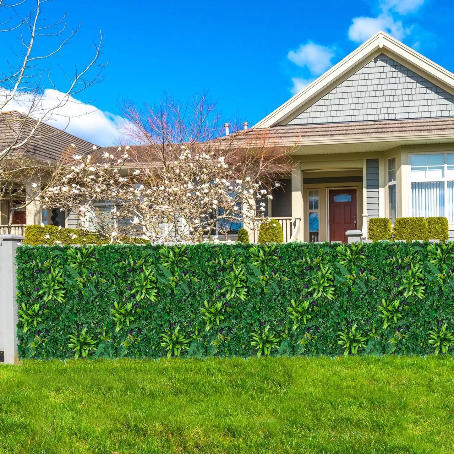 Grooy Artificial Boxwood Panels, Grass Wall Panels 20"x20"(8pcs), Privacy Hedge Fence Screen with UV Protection, Fake Greenery Backdrop for Indoor Wedding and Outdoor Garden Backyard
